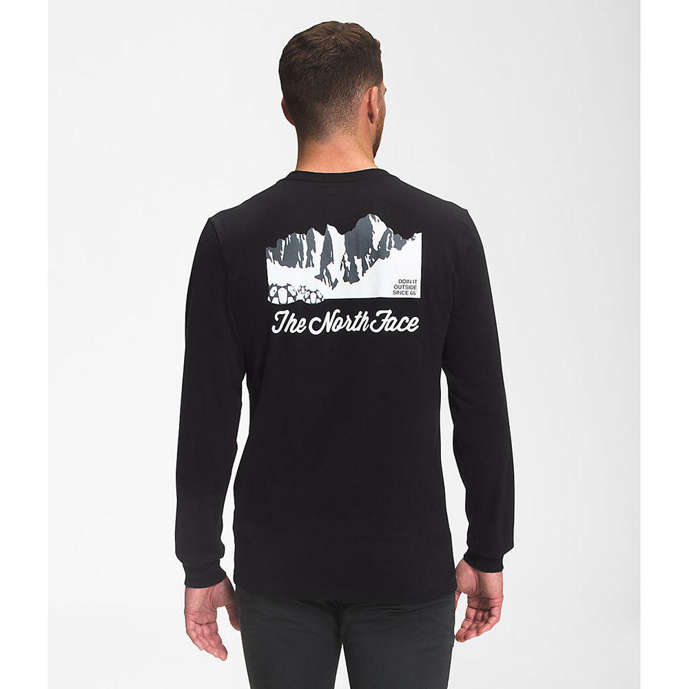 The North Face Mountain Scene Ανδρικα Μπλούζα Με Μακρύ Μανίκι - Μαυρα / Γκρι (PLNC29316)